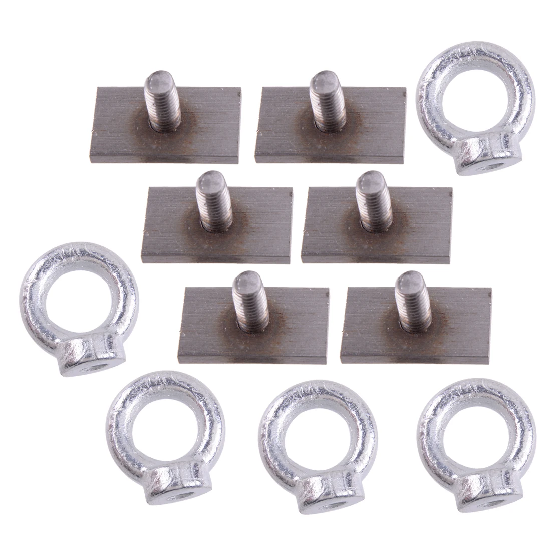 Silver 5 Set M8 T Bolt Eye Nut Tie Down Kit Adatto Per Rhino Thuli Pro Yakima Portapacchi T & C Channel Uniform Force Quick Release