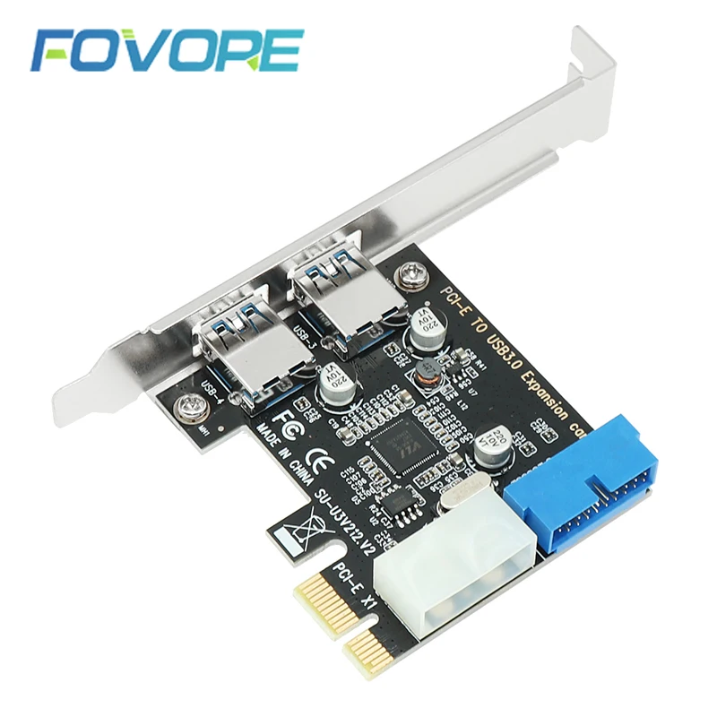 Usb3 pci express adaptador pci e para usb 3.0 20pin conversor controlador pcie x1 usb 3 0 2 portas adaptador usb3.0 pci-e cartão de expansão