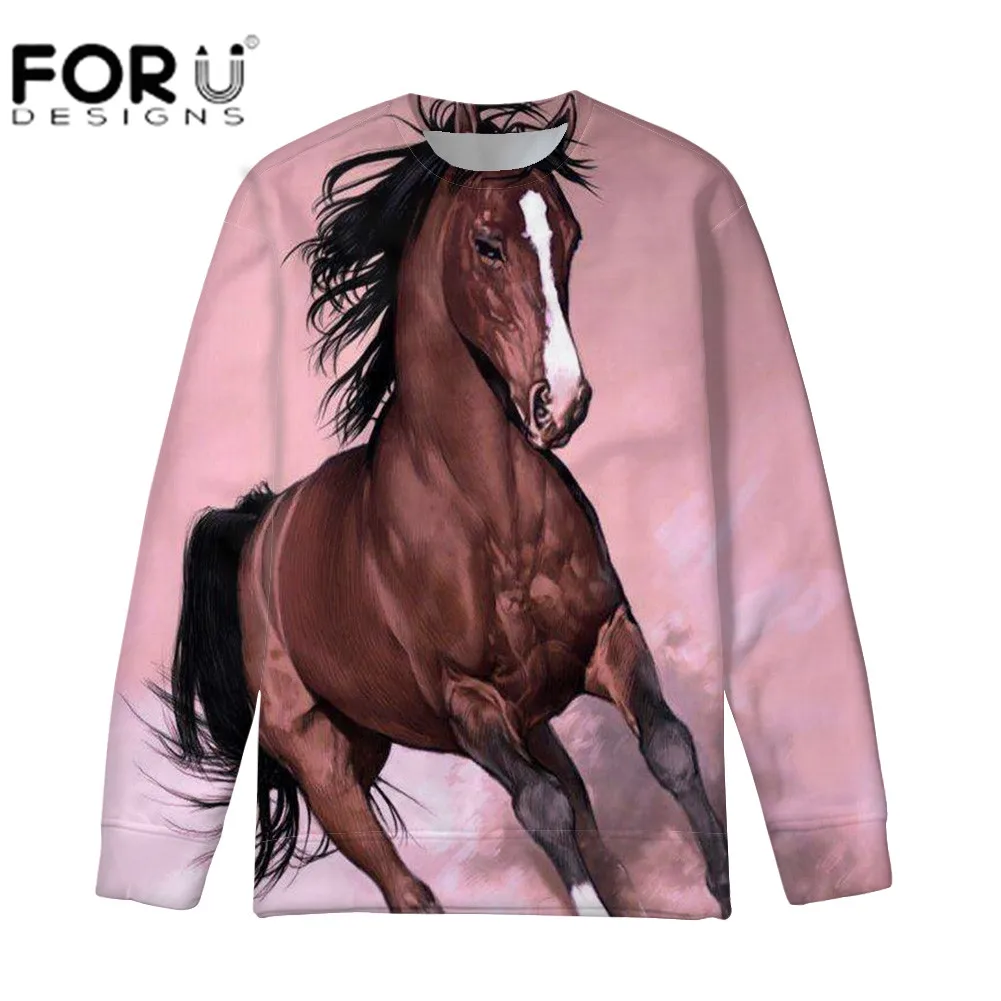 FORUDESIGNS/брендовые новые модные толстовки с капюшоном, уличная одежда с 3D принтом лошади, унисекс, с длинными рукавами, Harajuku, повседневный милый пуловер