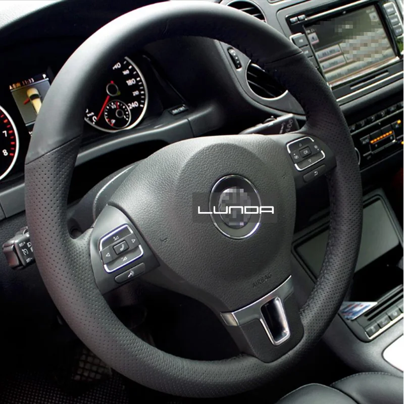 LUNDA черный чехол рулевого колеса автомобиля из искусственной кожи для Volkswagen CC VW