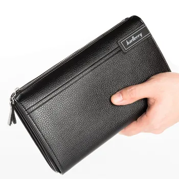 

Large Capacity Business Wallet Men Leather Wallets Handbag Male Card Holder Coin Purse Zipper Clutch Bag