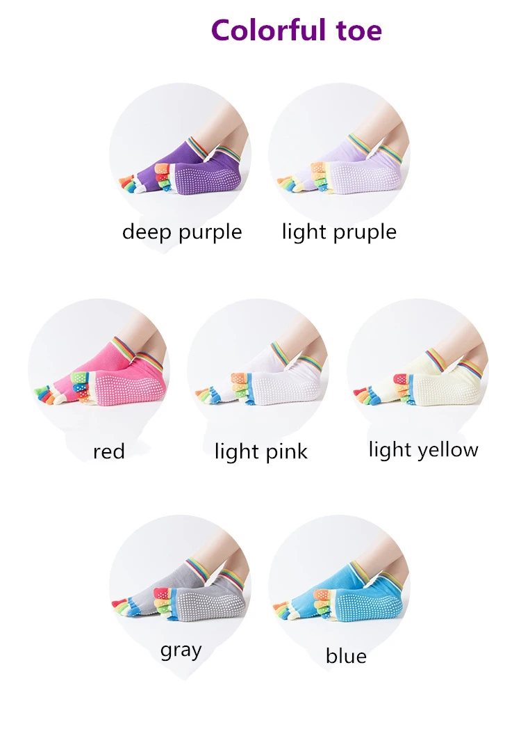 Women Anti-slip Yoga Socks ballte girls non Slip Ladies pilates Five Fingers Fitness Gym Sport 5 Toe Socks Colourful Elastic