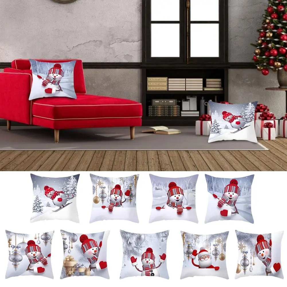 Новогодний Рождественский Чехол на подушку Санта Клауса, домашняя декоративная наволочка, диван, Декор автомобиля, подушки со снеговиком