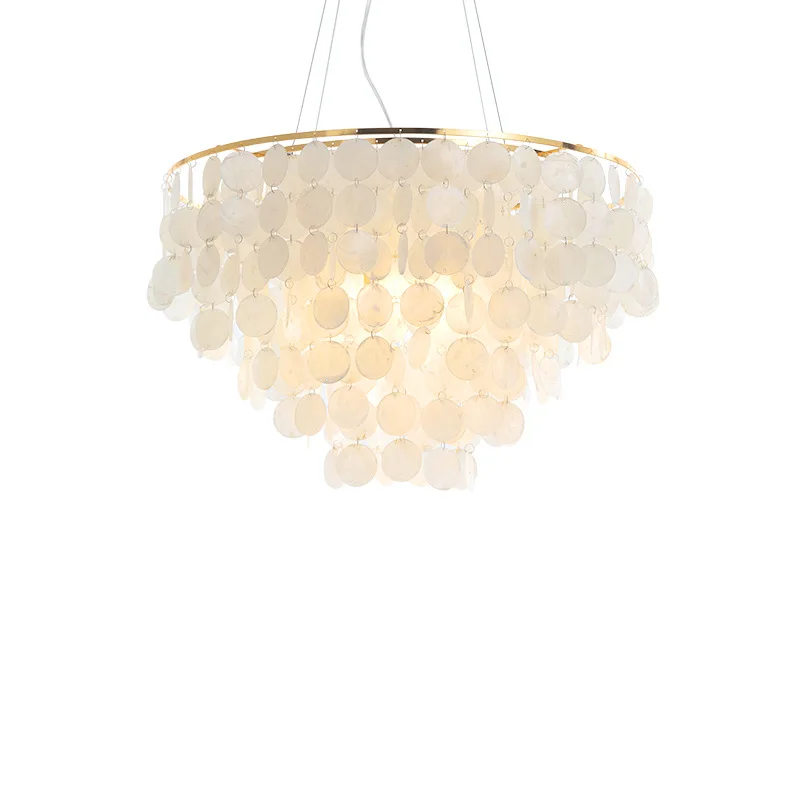 Modern Shell Chandelier Gold Chrome Metal Living Room Restaurant Hanging Light Fixtures Hotel Hall Hanglamp Luminaire Suspension