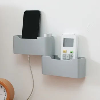 

Wall Hanging Remote Control Storage Box Plastic Multifunction Air Conditioner Storage Case Rotatable Punching Cellphone Bracket