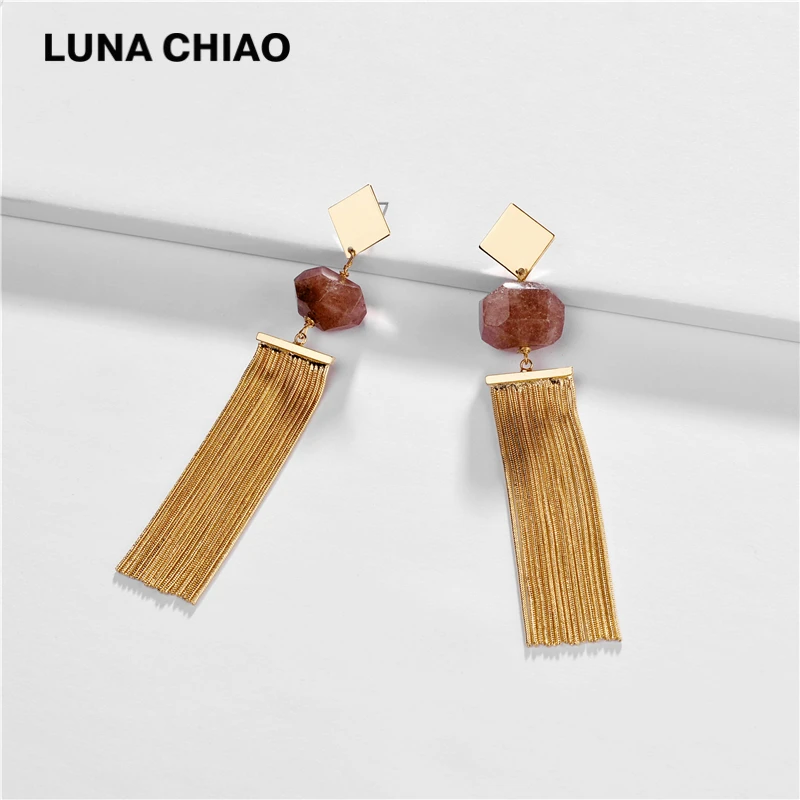 Женские серьги-подвески LUNA CHIAO медная латунь змеиная цепочка с бахромой и