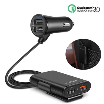 

4 USB Port Car Charger in Cigarette Lighter Socket for Auto Front/Back Seat QC 3.0 Quick Charging 36W 12V Power Adapter