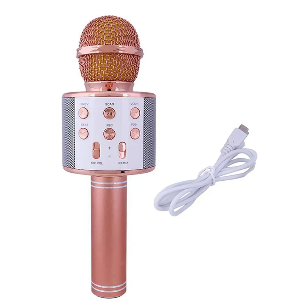 Rose Gold WS858 беспроводной Bluetooth микрофон профессиональная Колонка для караоке Consender WS858 ручной микрофон Радио Студия запись Mic - Цвет: Rose Gold