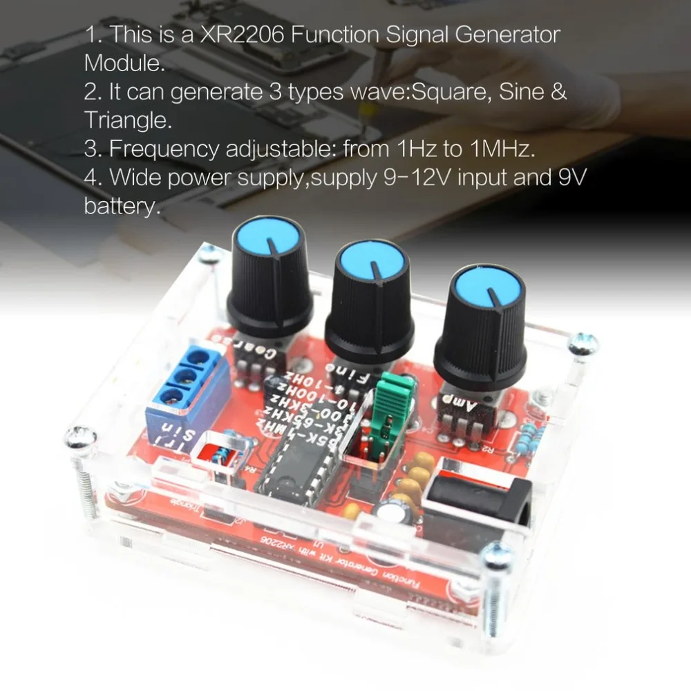 XR2206 Signal Function Generator Sine Triangle Square Wave Output 1Hz-1MHz High Precision Frequency Adjustable Module DIY