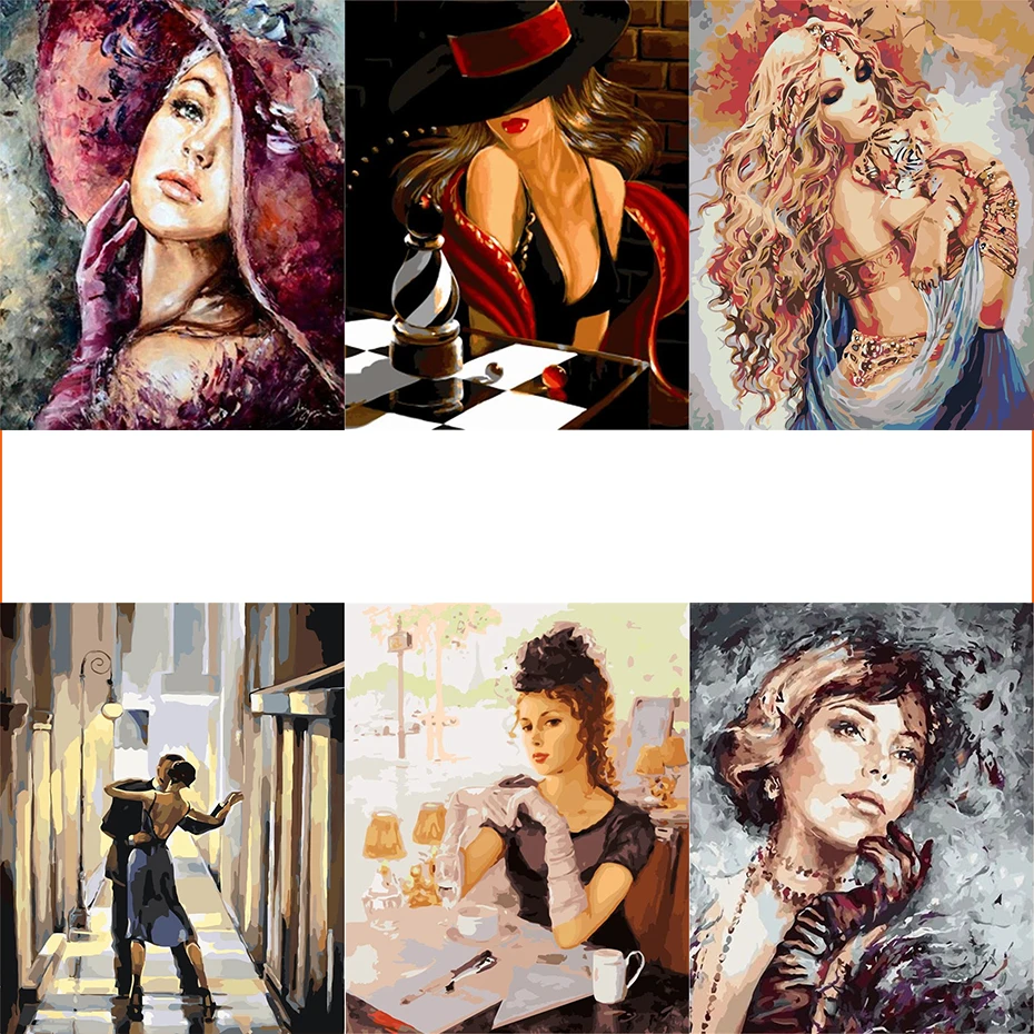 

Painting By Numbers Figure Hand Painted Paintings Art Gift DIY Pictures By Number Girl Kits Drawing On Canvas Home Decor