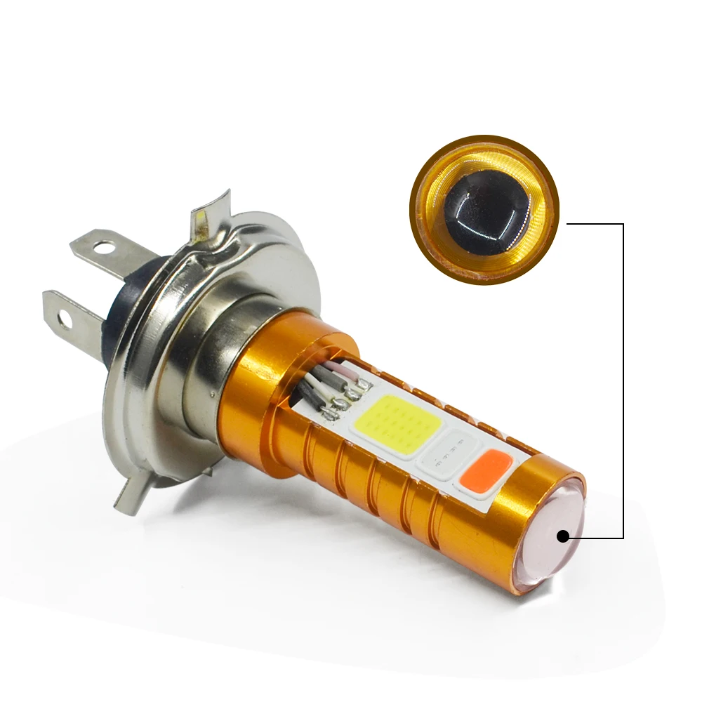2 шт. фонарь для мотоцикла светодиодный H4 светодиодный 12V 6000K COB аксессуар скутера 6 Вт фара мотоцикла лампы для фары постоянного тока