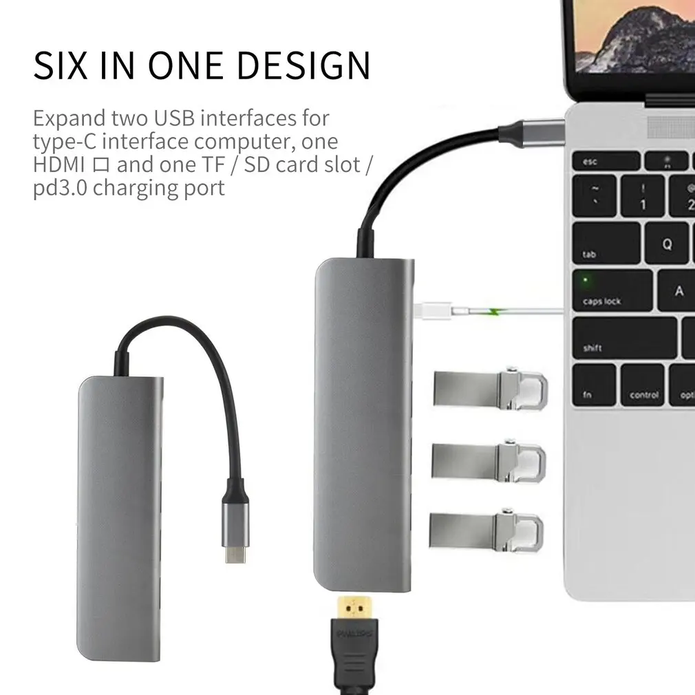5 в 1 type C концентратор к HDMI 3* USB 3,0 4K PD адаптер док-станция для ноутбука для MacBook ПК адаптер Высокая производительность