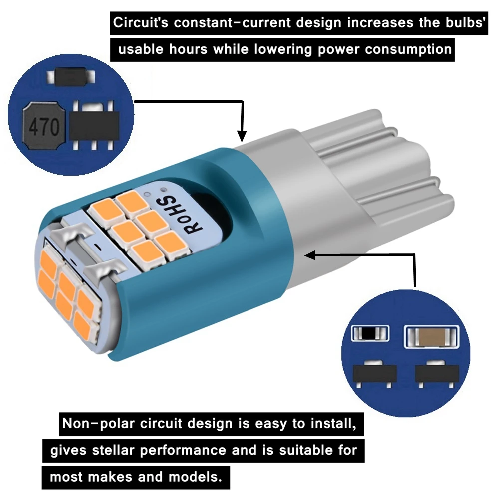 ǰ  Ʈ LED ڵ   2 , T10 W5W WY5W, ڵ   ̵ , ׸,    12V
