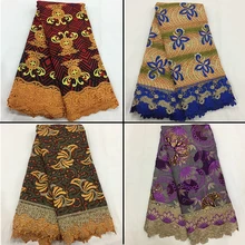 Настоящая африканская вышивка, восковые кружева, африканские восковые ткани, соответствующие французскому тюлю, кружевная ткань с камнями! O-1561