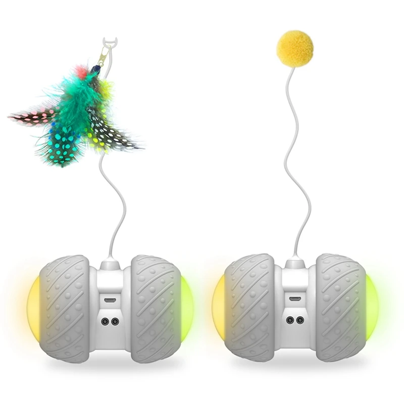 USB Автоматическая подзарядка Электрический дразнящие игрушки дл животных светодиодный светящийся игрушечных автомобилей и головной повязкой с пером Кот интерактивная игрушка для кошек ловли игры из АБС-пластика