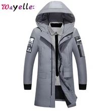 Зимняя куртка, пальто для мужчин, белый утиный пух, куртка для мужчин, новинка, корейский стиль, утолщенная, теплая, с капюшоном, с хлопковой подкладкой, Длинные парки, мужские пальто