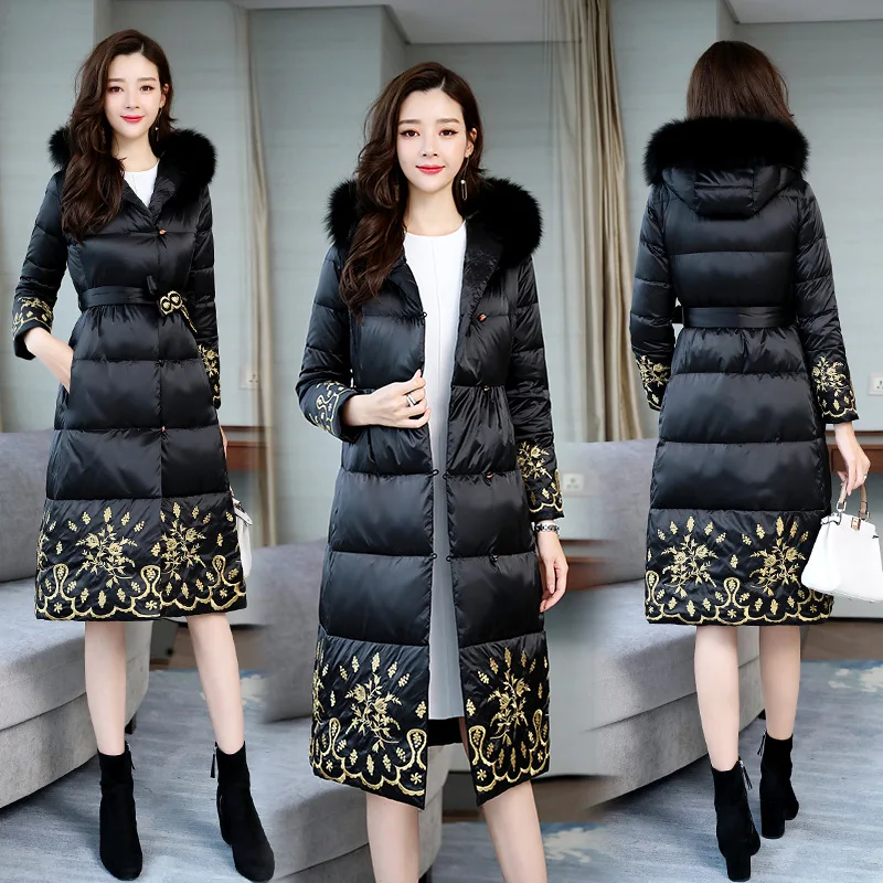 

Simple Hooded Slim Fit Slimming Versatile Long Sleeve Mid-length Zipper Cotton-padded Clothes 2018 Winter Trend