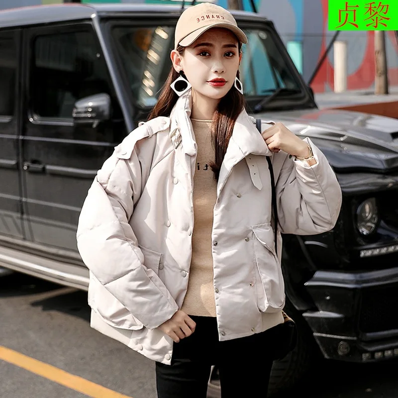 

Winter Cotton Dress Women's Short 2018 New Style Korean-style Versitile Fashion Loose-Fit Slimming Thick Students Cotton Overcoa