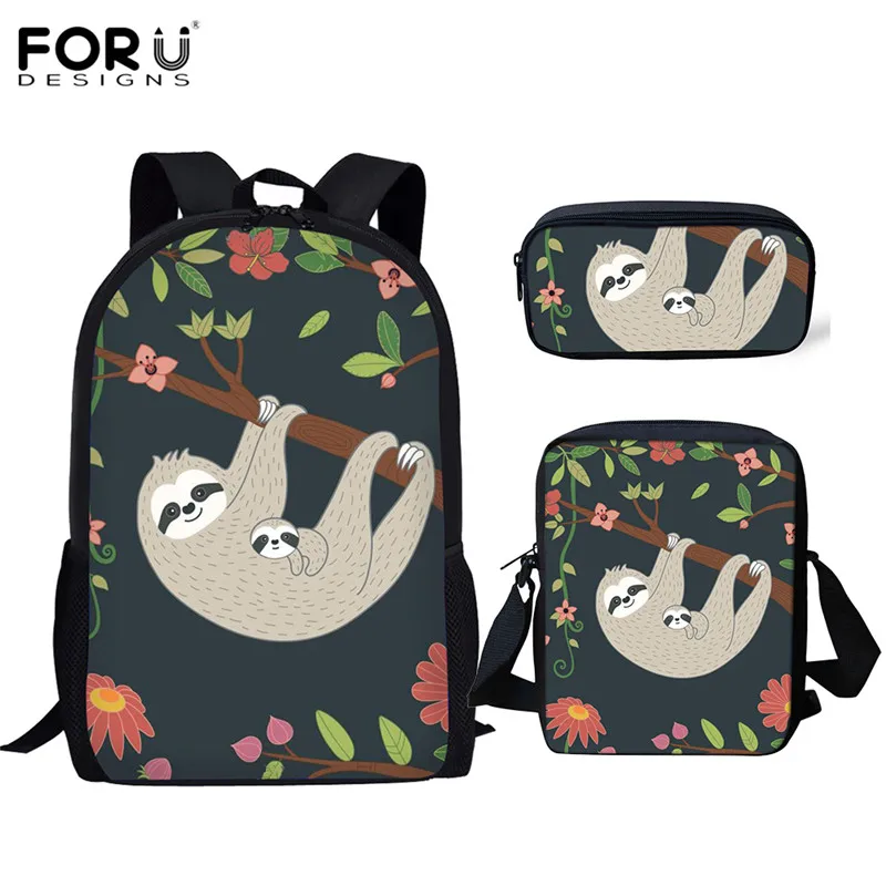 FORUDESIGN 3 шт. школьный рюкзак наборы для мальчиков с принтом "Ленивец" Bookbag школьный рюкзак для малышей и детей, студенческий ноутбук, мужской портфель, рюкзак