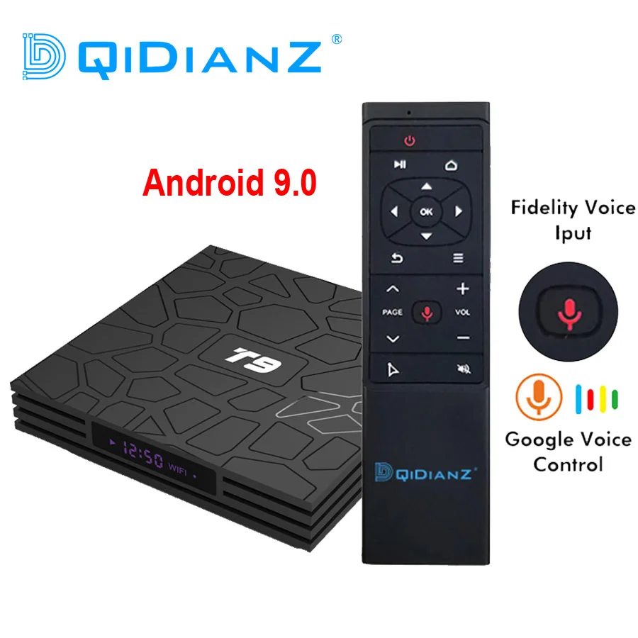 DQiDianZ T9 Android 9 0 Smart tv BOX 4 ГБ 32 wifi 2 4G четырехъядерный комплект верхней коробки RK3328 8 1