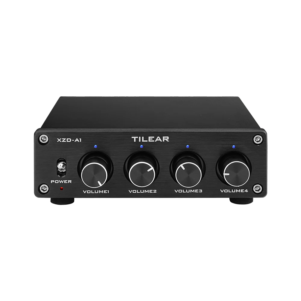 HIFI Lossless 1 вход 4 выхода RCA концентратор аудио дистрибьютор селектор сигналов переключатель источник коммутатор тон громкости для усилителя - Цвет: Black