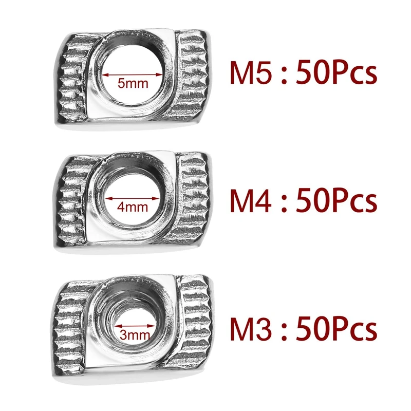 

GYTB 20 Series T Nuts M3/ M4/ M5 T Slot Nut Hammer Head Fastener Nut Assortment Kit For Aluminum Profile (150 Pieces)