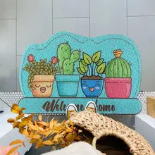 

Cartoon Cactus Sand Scraping Dust Door Entrance Mat Hallway Bath Non-slip Rug Dust Removal Carpet Wire Loop Footpad Doormat