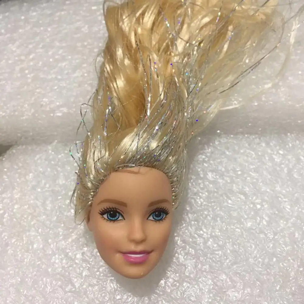 Sparkly hair Выберите стили, кукольные головки, Хороший макияж, лицо, блонд, черный, джутовые волосы, кукольные головы, кукольные аксессуары, девочка, сделай сам, туалетный, принцесса, игрушки, головки - Цвет: Sparkly hair