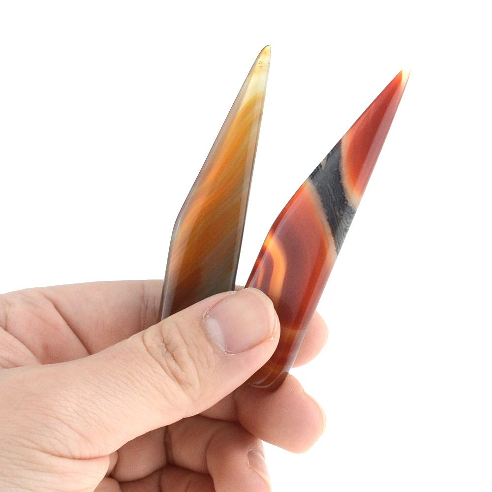 Leather Craft Tool Paper Creaser Tool 8cm Agate To Rub Leather Edge for Leathercrafts DIY