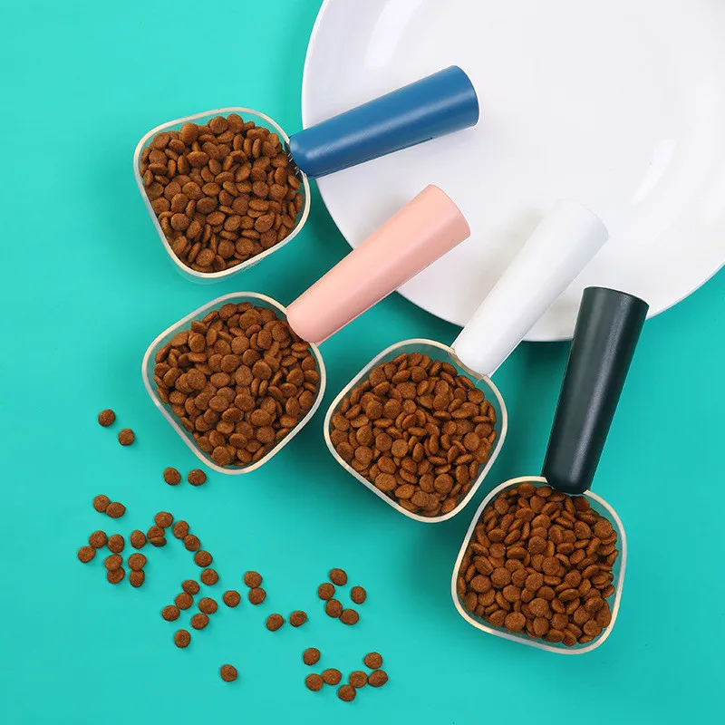 Cat and Dog Food Spoon Pet Feeding Transparent with Scale Metering Shovel Sealed Bag Clip Kitten Puppy Supplies | Дом и сад
