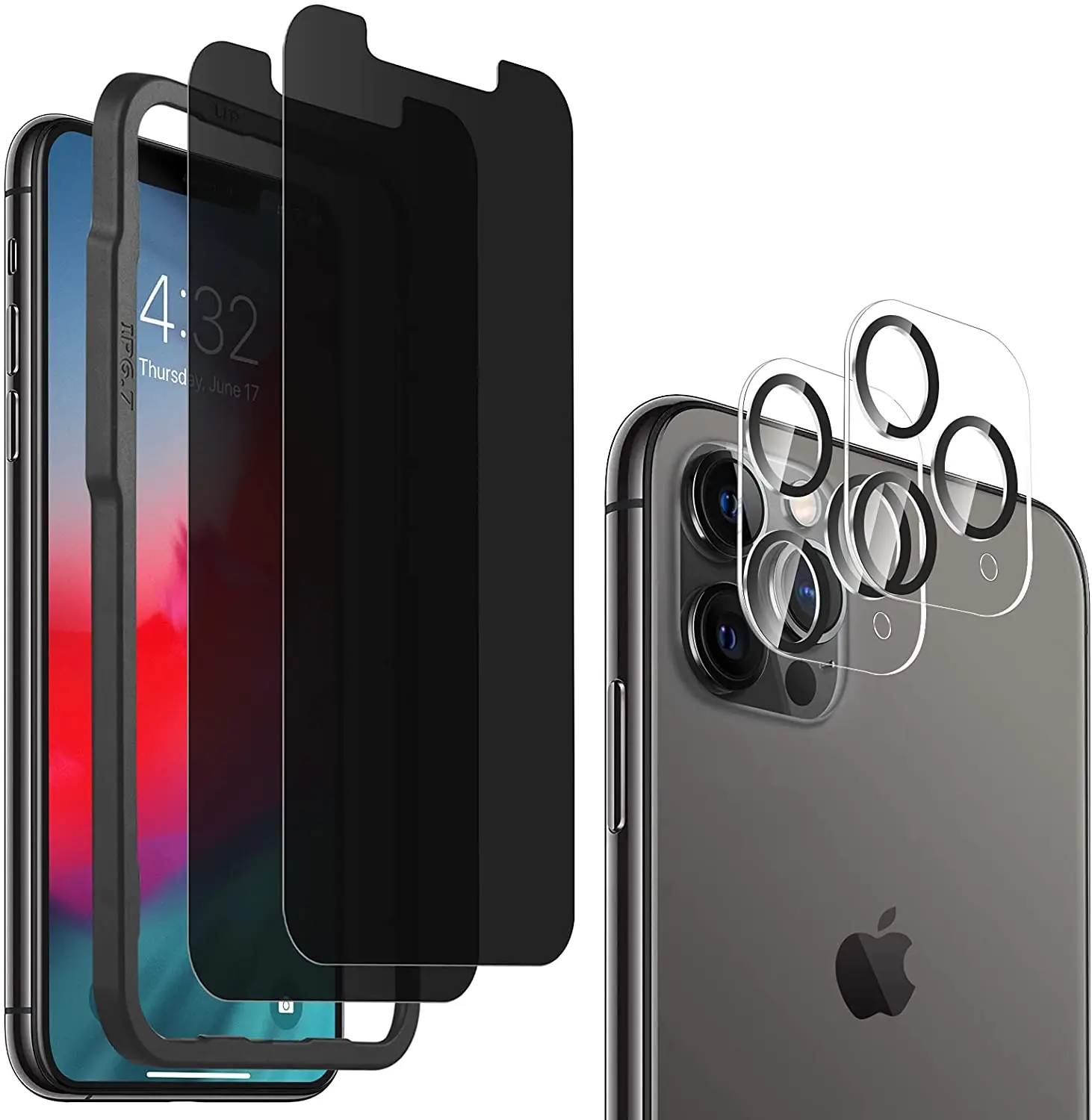 Антишпионская защита для экрана из закаленного стекла iPhone 13 Pro Max 2 Стекло + пленки