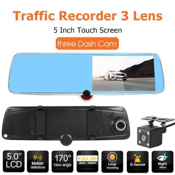 

D618 5 inch Touch Screen 1080P HD Car DVR Recorder Wide Vision Rearview Mirror Support Photography Function USB Connection