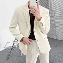 Oimg levemente cozido outono e inverno ternos casuais masculinos estilo coreano terno fino jaqueta masculina único topo