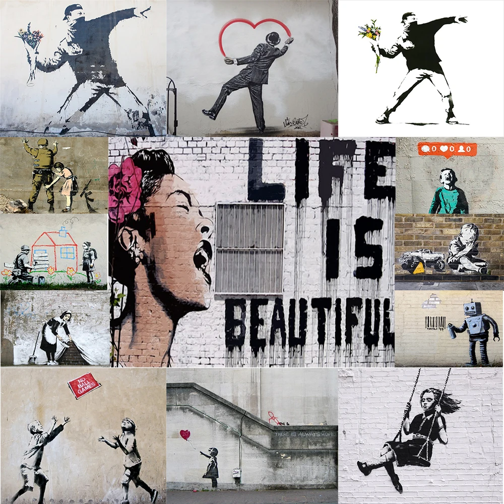 Classic-Graffiti-By-Banksy-Art-and-Calligraphy-Nordic-Fashion-Canvas-Painting-Posters-and-Prints-Wall-Art
