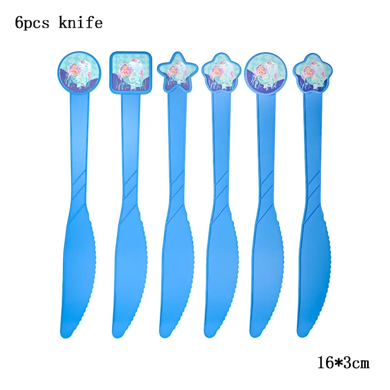 Вечерние украшения в виде русалки, фольгированные шары с русалкой, бумажные тарелки, посуда, подарочные сумки для детей, девочек, с днем рождения, принадлежности для тематической вечеринки - Цвет: A MMD knife
