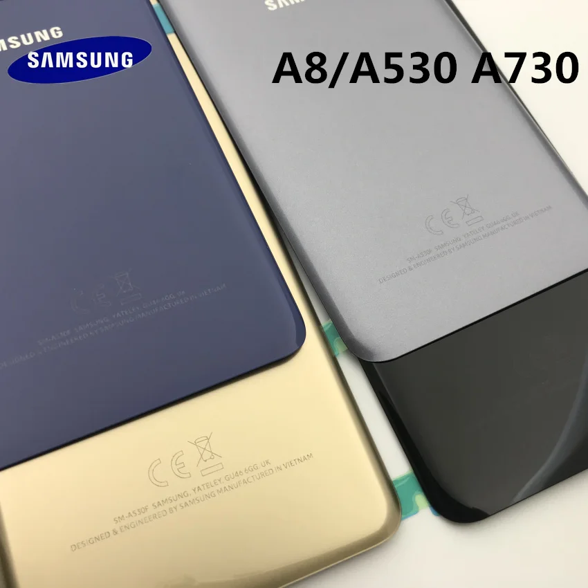 SAMSUNG Galaxy A8 A530 A8 plus A730 Задняя стеклянная крышка для батареи задняя дверь корпус чехол для SAMSUNG A8 Задняя стеклянная крышка