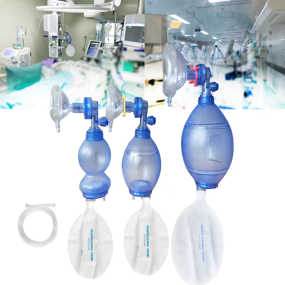 Ambu Manual Latex Free PVC Resuscitator Bag Children Infant With 1600ml Reservoir Oxygen Bags Simple Self-help Rescue Appratatus 4