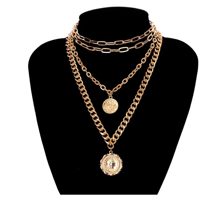 Женское винтажное ожерелье монета с портретом длинное жемчугом в богемном стиле