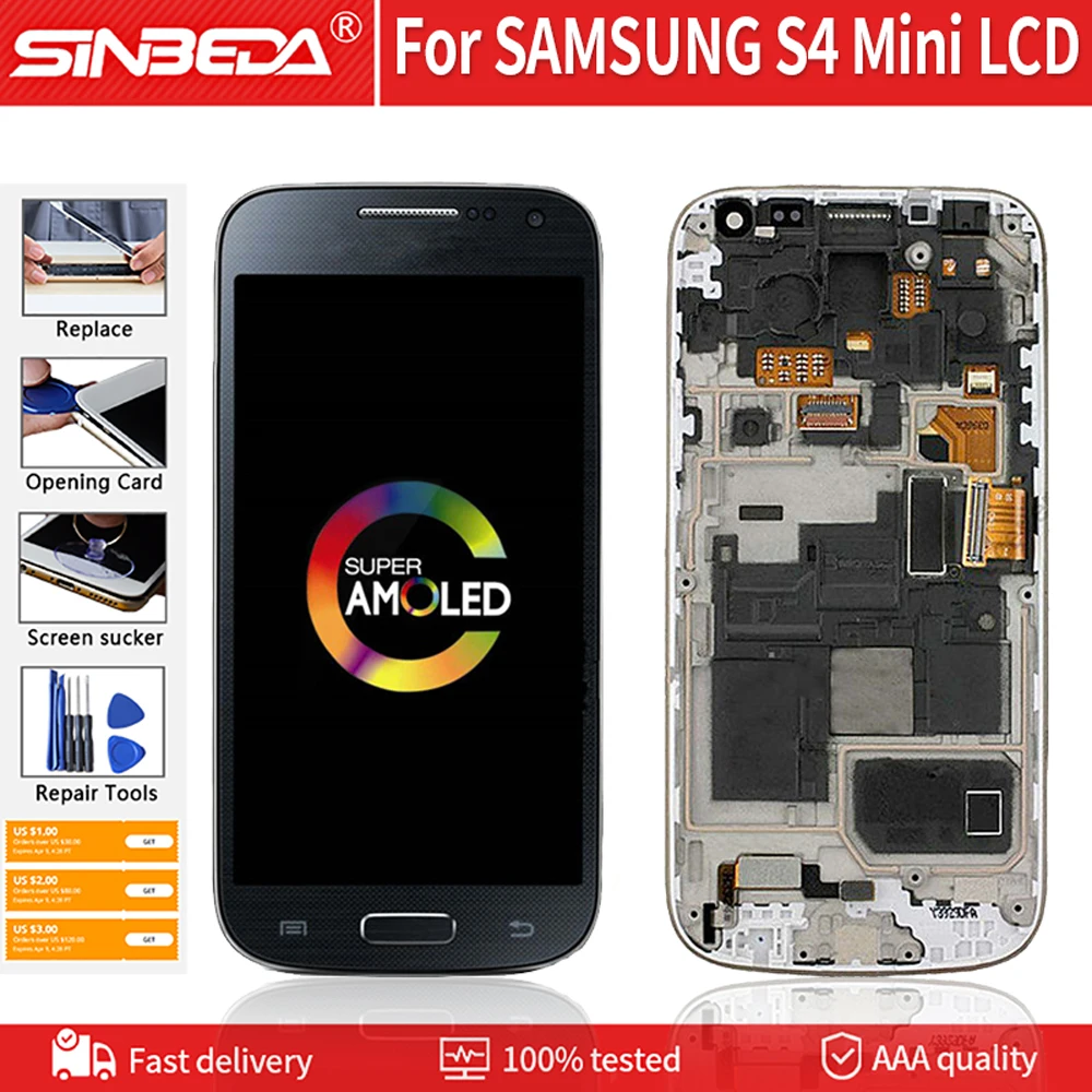 AMOLED для SAMSUNG S4 Mini дисплей Samsung Galaxy mini I9190 GT i9192 i9195 ЖК дигитайзер сенсорный экран с