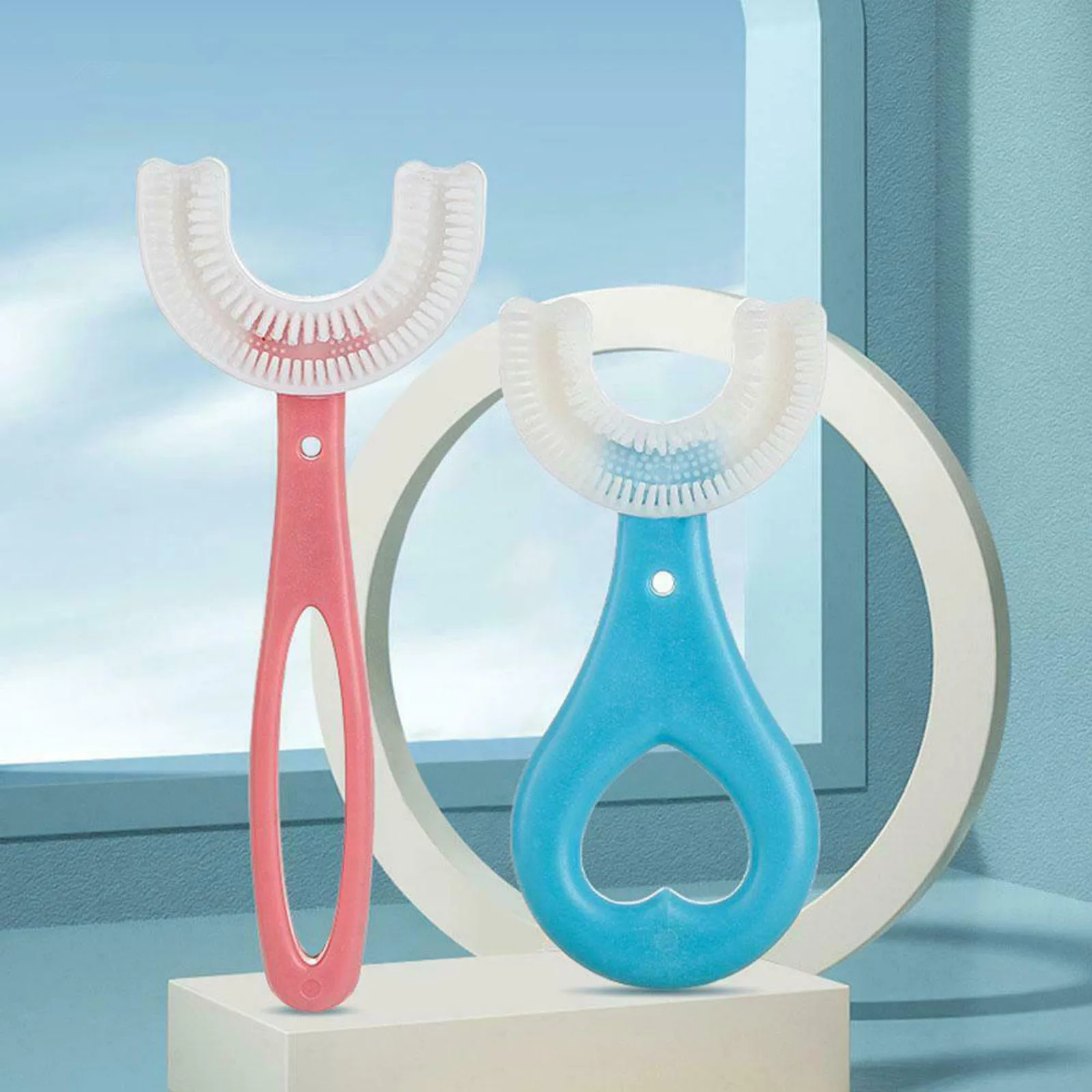 Children U Shape Toothbrush Portable Fun children's practical and simple Home Safety Baby Silicone All Rounded | Дом и сад
