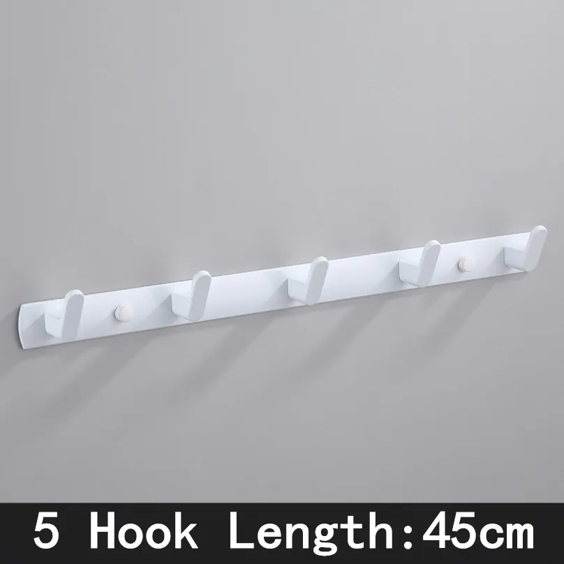 White- 5 Hook Черный белый крючок для халата крючки для полотенец в ванной сумка для полотенец шляпа крючок настенная одежда пальто крючок настенная вешалка Аксессуары для ванной комнаты - Цвет: White- 5 Hook