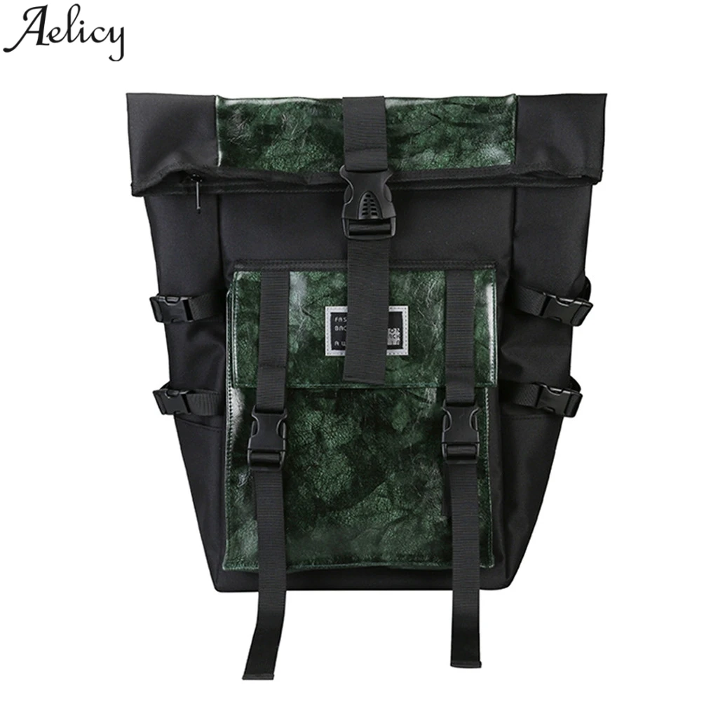 Aelicy, модная, школьная, женская, мужская, кожаная, ткань Оксфорд, прошитая, большая емкость, школьная сумка, сумка, рюкзак