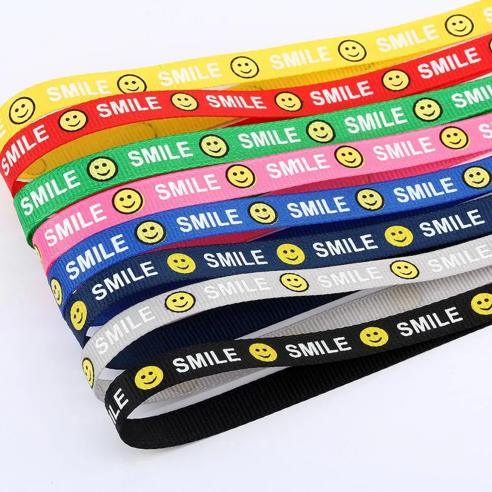 20 ярдов/партия Smiley SMILE напечатанная лента 10 мм ленты для рукоделия аксессуары для одежды тканые материалы для ручных поделок