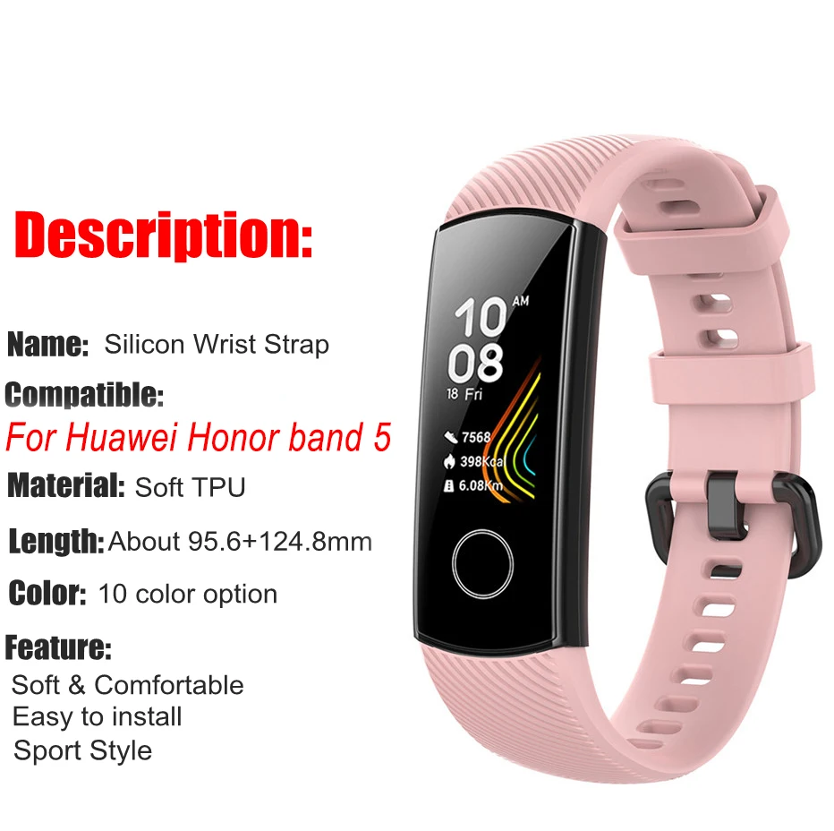 Hangrui для huawei Honor band 5 ремешок на запястье мягкий силиконовый браслет умные часы для huawei Honor Band 5 band 5 Смарт-Аксессуары