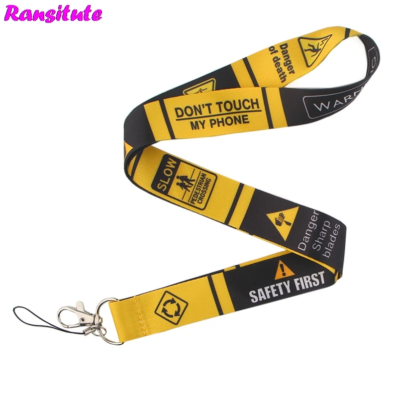 Ransitute R499 Предупреждение знак ключей ID карты тренажерный зал ремешки для мобильных телефонов USB держатель значка "сделай сам" для телефона повесить трос талреп