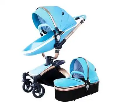 LIANGDEMO Poussette pour bébé rotative à 360 degrés Marque 2 en 1 Landau pour bébé 3 en 1 Chariot en Cuir en Aluminium Poussette à Quatre Roues 