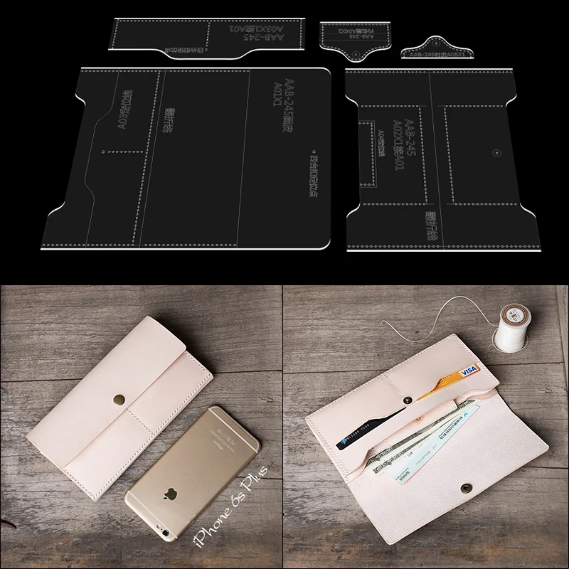 

Длинный бумажник, кошелек, акриловый прозрачный шаблон, ручная работа, «сделай сам», кожаное ремесло, инструмент для монет, кошелек, швейный узор 20 см * 9,5 см * 2 см