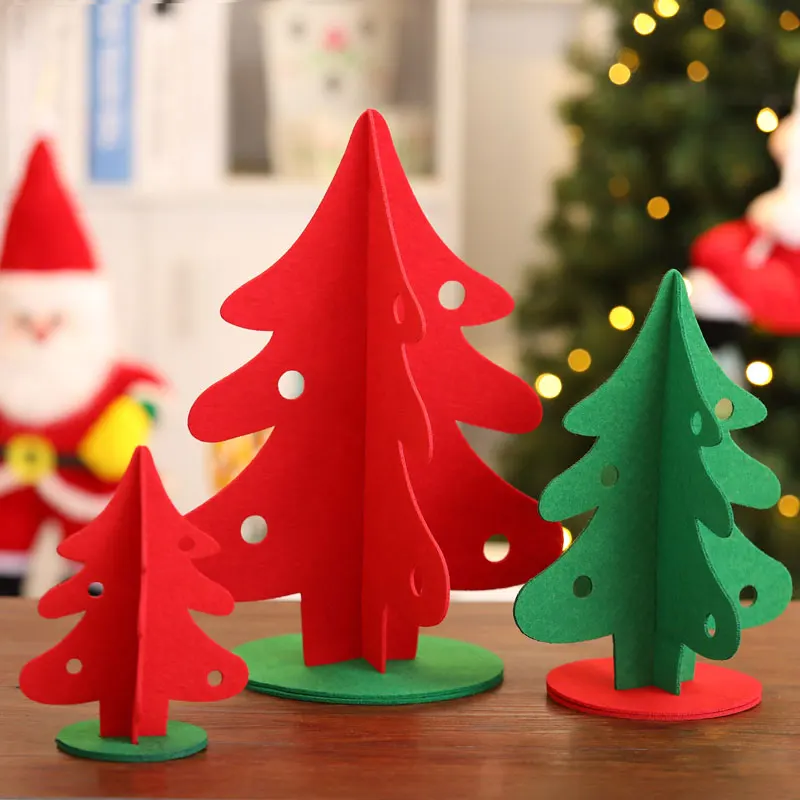 Mini Fake Christmas Tree Kids DIY Craft Xmas Festive Party Table Decoration Tree Non Woven Felt