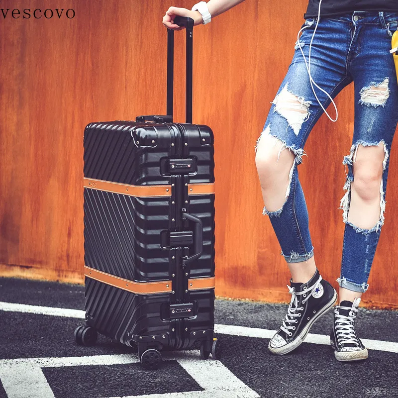 Vescovo2" 24" 2" 29 дюймов винтажная алюминиевая рама на колесиках дорожные чемоданы для мужчин и женщин большой емкости на колесиках