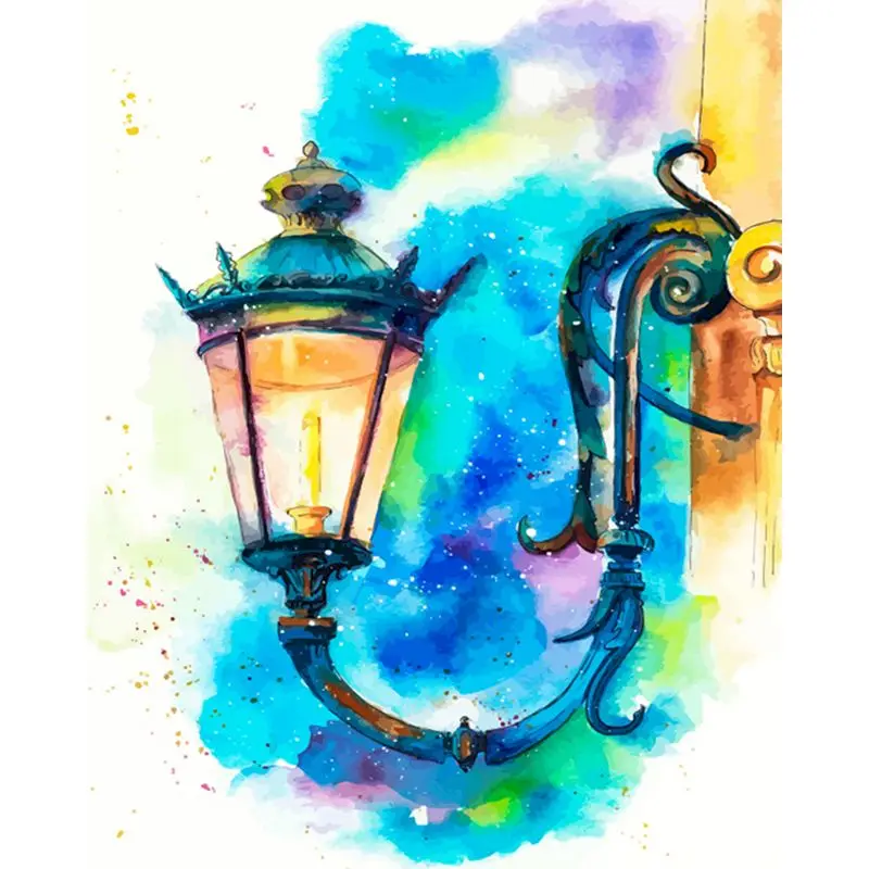

SELILALI Oil Painting By Numbers Kits Old Lamp Scenery Picture By Number For Adults Diy Gift Home Living Room Decor Wall Art